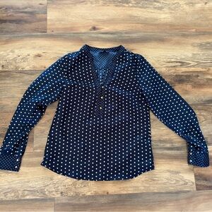 The Limited Dark Blue Blouse with White Dots
